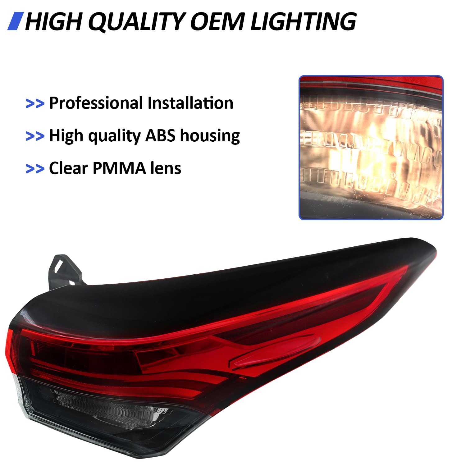 Huray Inner Tail Light Assembly for Toyota Corolla 2020-2022 Tail Lamp Replacement 8158112250 Passenger Side (Right), Clean, Inner Passenger Side