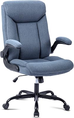 MZLEE Ergonomischer Bürostuhl Computerstuhl Schreibtischstuhl Drehbarer Arbeitsstuhl mit hochklappbarer Armlehne, höhenverstellbar, Bequem für Büro Heim Gaming (Navy blau)