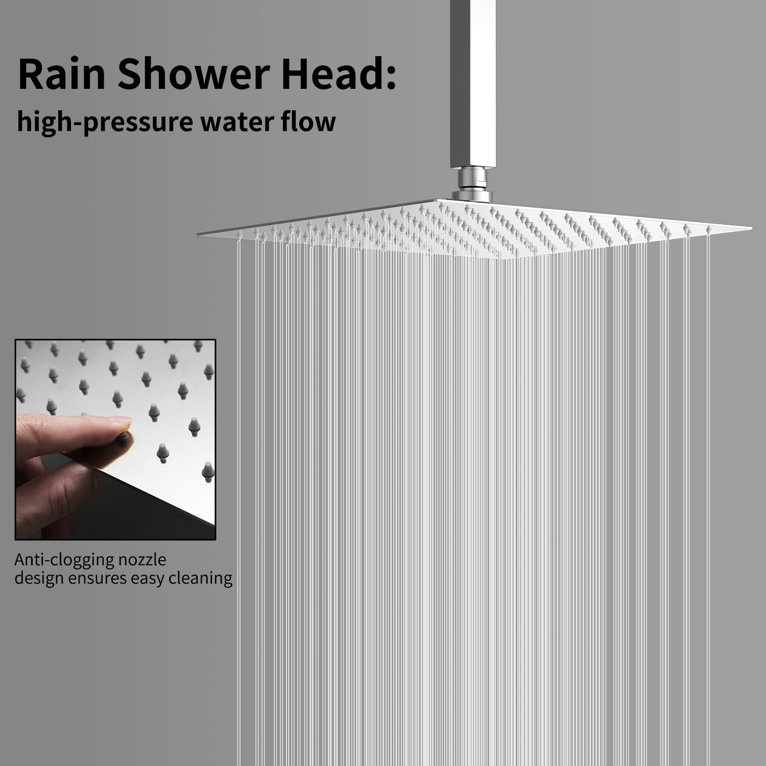 Digital Display Shower Faucet Set With 12 Inch Rainfall Shower Head,Brass Handheld Sprayer And 6pcs Body Jets,Full Body Shower System (Chrome)