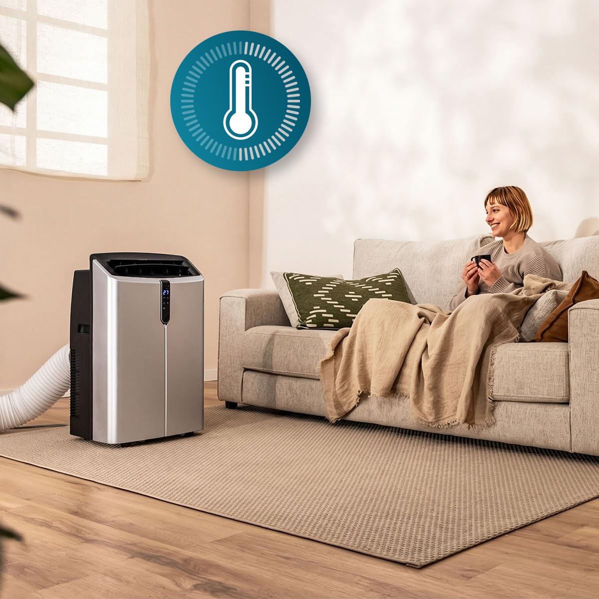 Cecotec Condizionatore Portatile Pompa di Calore ForceClima 14800 Nux Heating. 14000 BTU, Telecomando, Display LED, 5 Modalità, 3 Velocità, Timer, Copertura 30-35m², Benessere Tutta la Casa