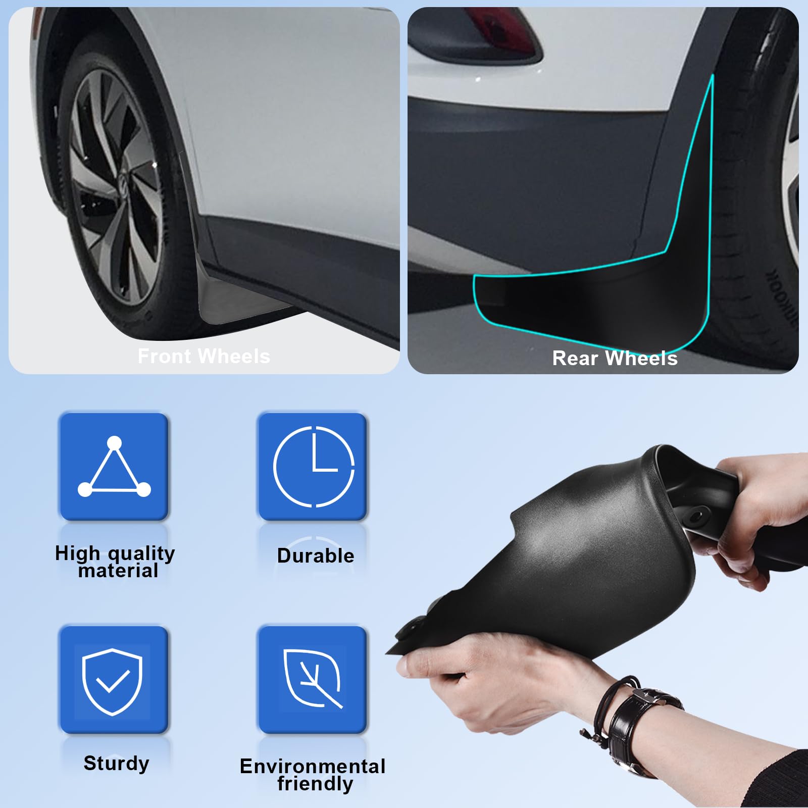[4 Stück] CDEFG Kompatibel mit VW ID.4 ID4 ID.5 ID5 GTX Pro 2020-2024 2025 Schmutzfänger Schlamm spritzwassergeschützte Platte Spritzschutz Kotflügel Auto Zubehör