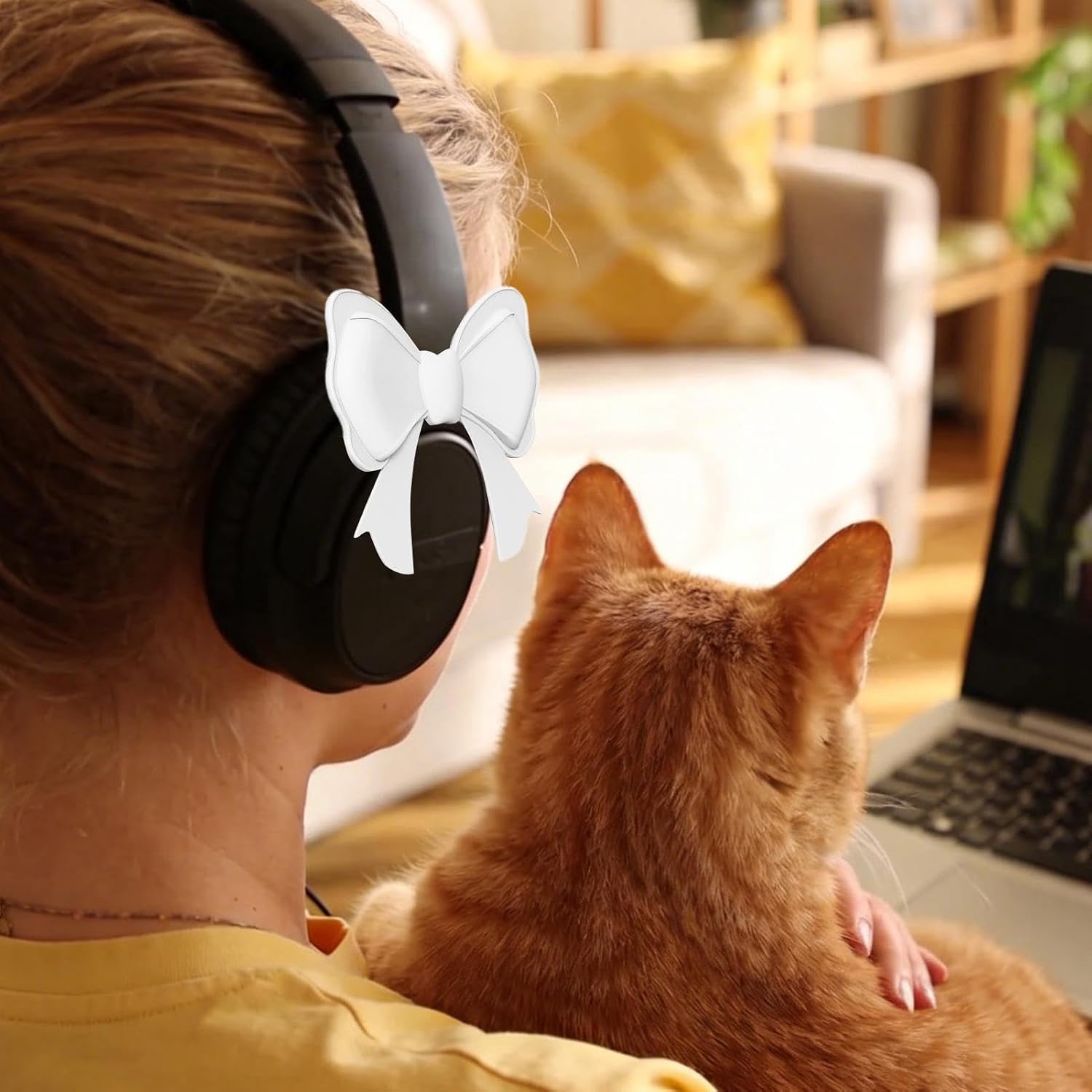 Headphone Bow Decoration 1 Pair Aesthetic Clamp-On image 3