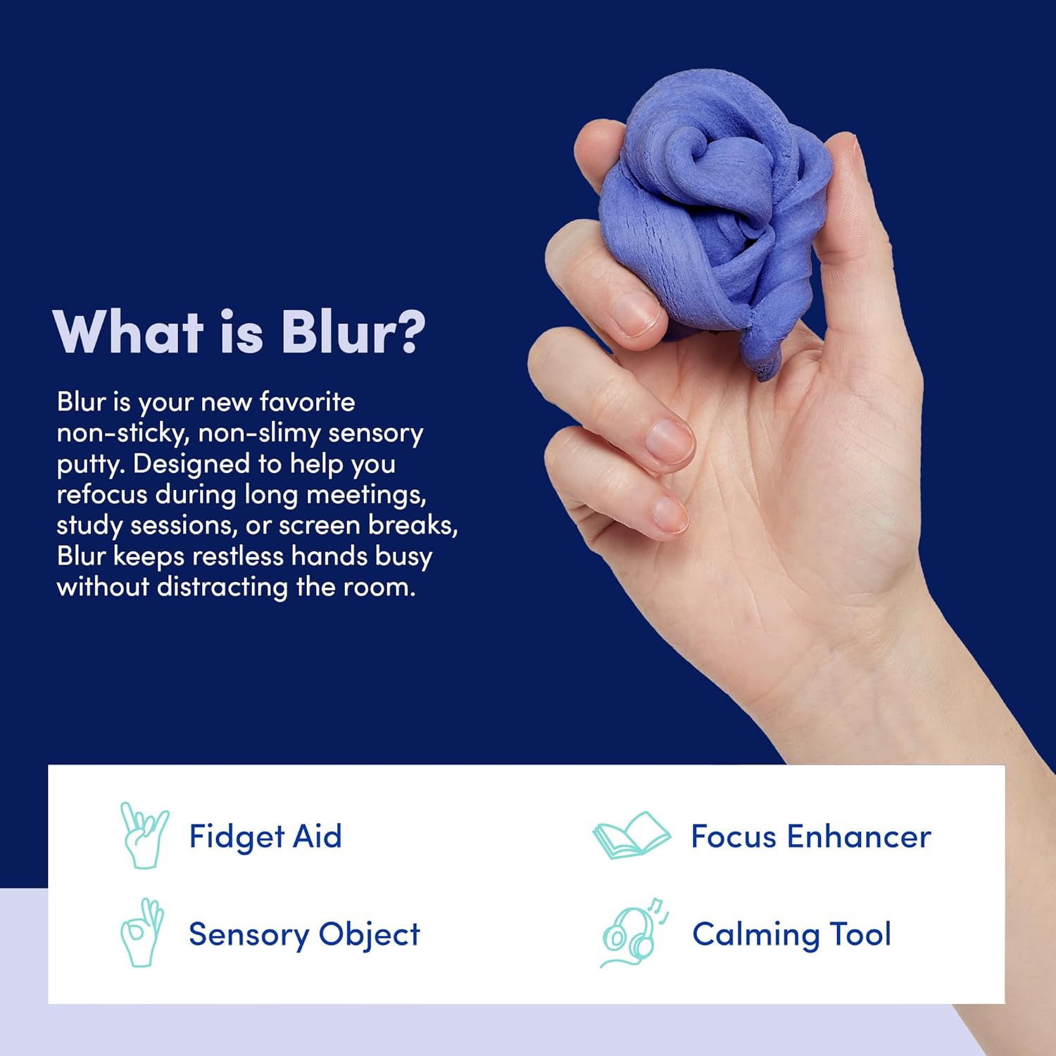 Blur Focus & Thinking Putty | Soft Airy Sensory Fidget Putty for Teens and Adults | Non-Sticky and Stress Relief Toy for Office and Meetings | Twilight