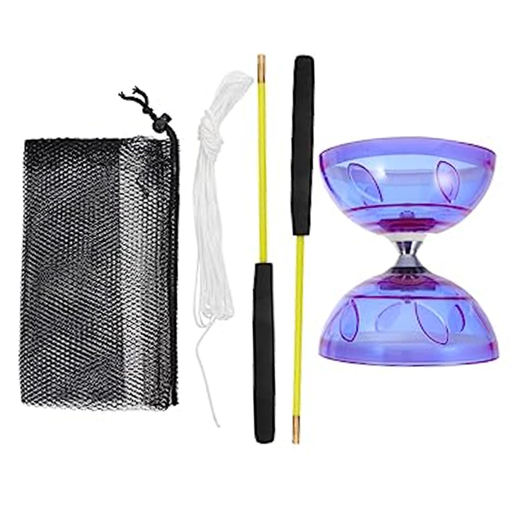 Juego de malabares Diablo para niños principiantes Juego de diábolo 4 piezas/rodamientos móviles de plástico suave flexible Juguete de diábolo con palo, cuerda y bolsa de red para juguetes divertidos