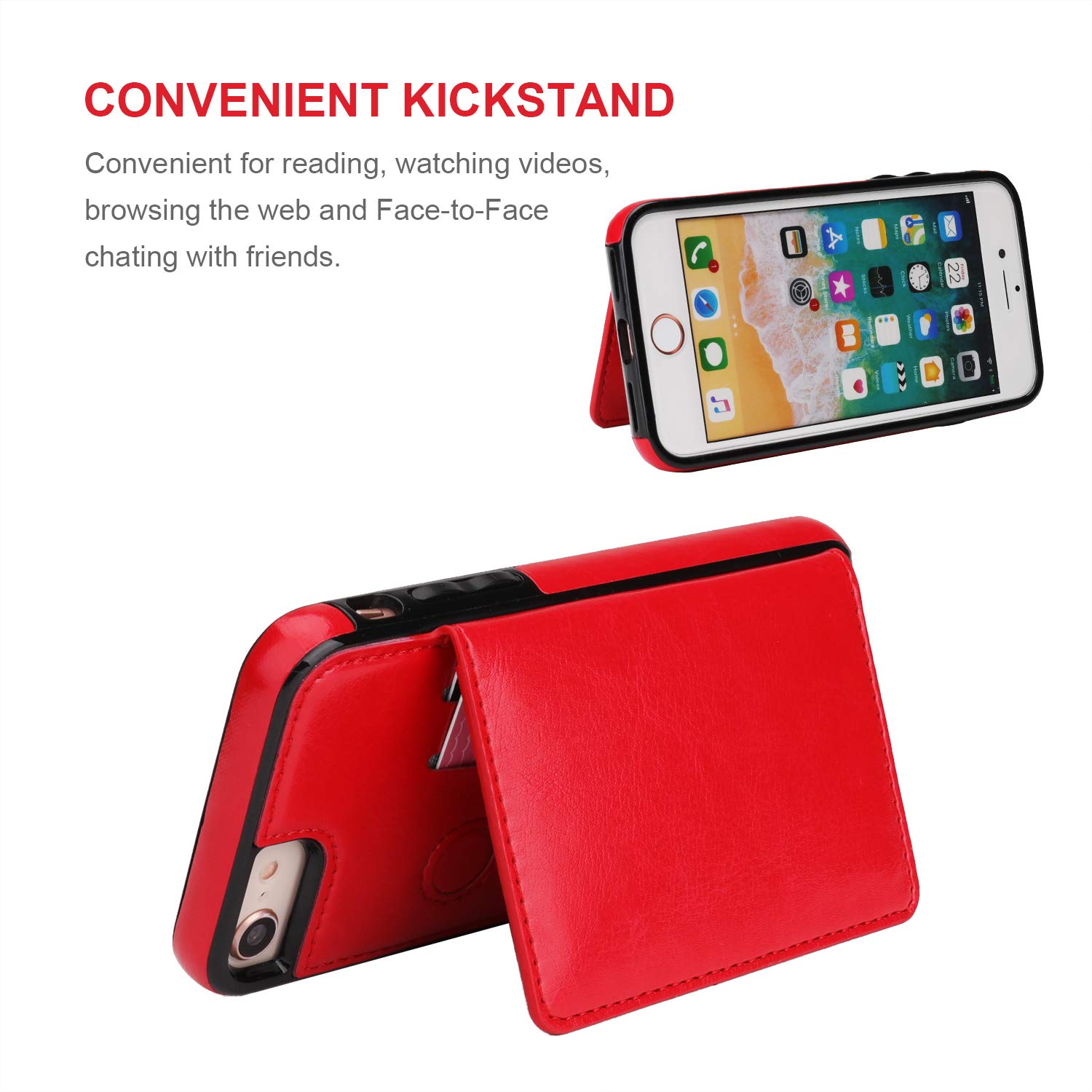 KIHUWEY Funda Tipo Cartera Para IPhone SE IPhone 7/8 Con Soporte Para Tarjeta De Crédito, Soporte De Cuero Premium Duradero A Prueba De Golpes Funda Protectora Para IPhone 7/8/SE De 4.7