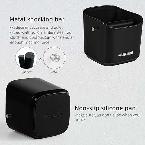 Miniatura 3 de MHW-3BOMBER Caja de café expreso, 1.2 L (15 tazas) caja de café con barra de golpeo extraíble y almohadillas antideslizantes para disco de expreso,
