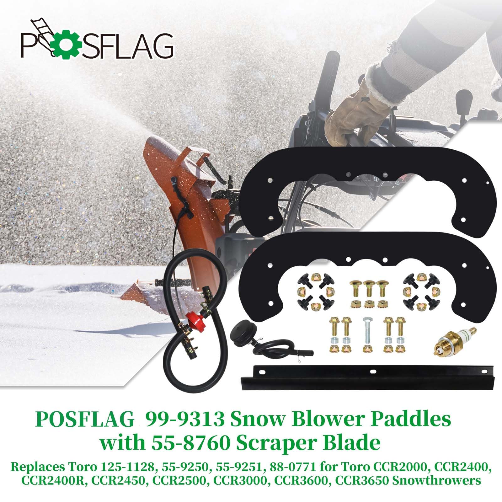 POSFLAG 999313 Snow Blower Paddles with 558760 Scraper Blade Replaces