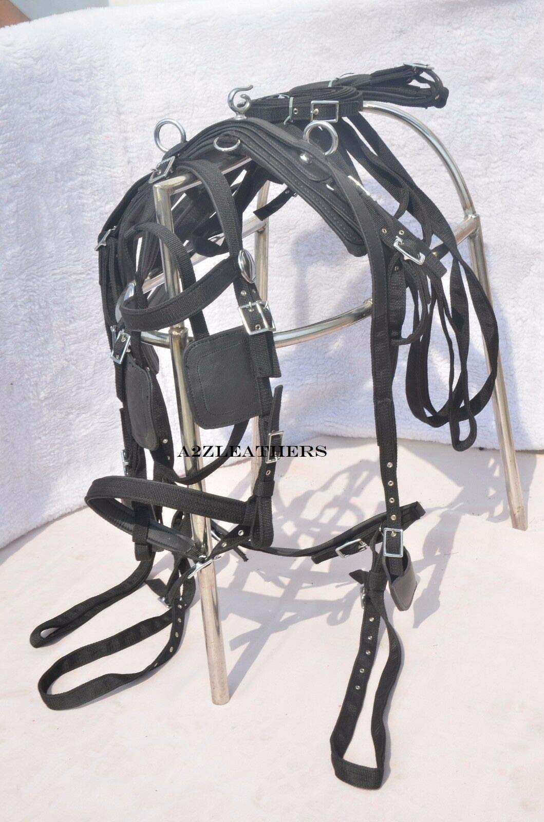 Leather Ride Leather Driving Harness Designer Leather Carved for Single Horse Cart- Red