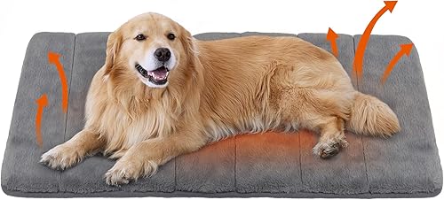 Dog Crate Pad for X Large Dog - 41x27 Memory Foam Dog Bed, Washable & Anti-Slip Dog Bed Mat, Ultra Soft Kennel Pad for Dogs Cozy Sleeping Mat, Grey