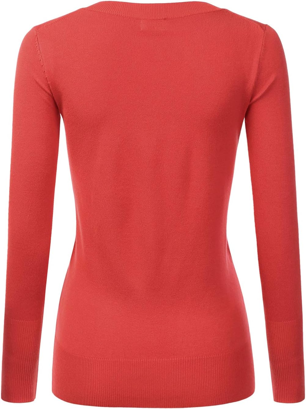 JJ Perfection Simple V-Neck Long Sleeve Pullover Essential Casual Soft Knit Fitted Sweaters for Womens Clothes with Plus Size - Image 3