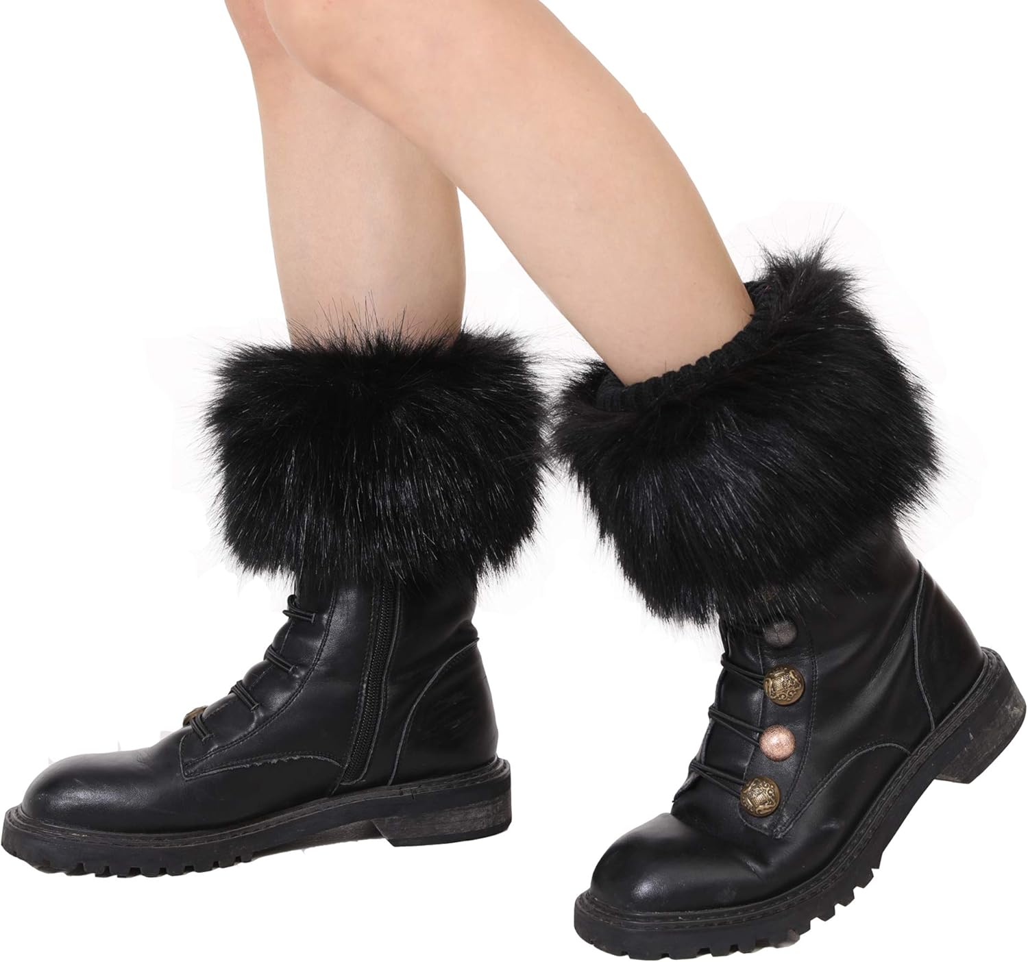 LA CARRIE Women Faux Fur Shoulder Bags and Faux Fur Leg Warmers 2pc Set