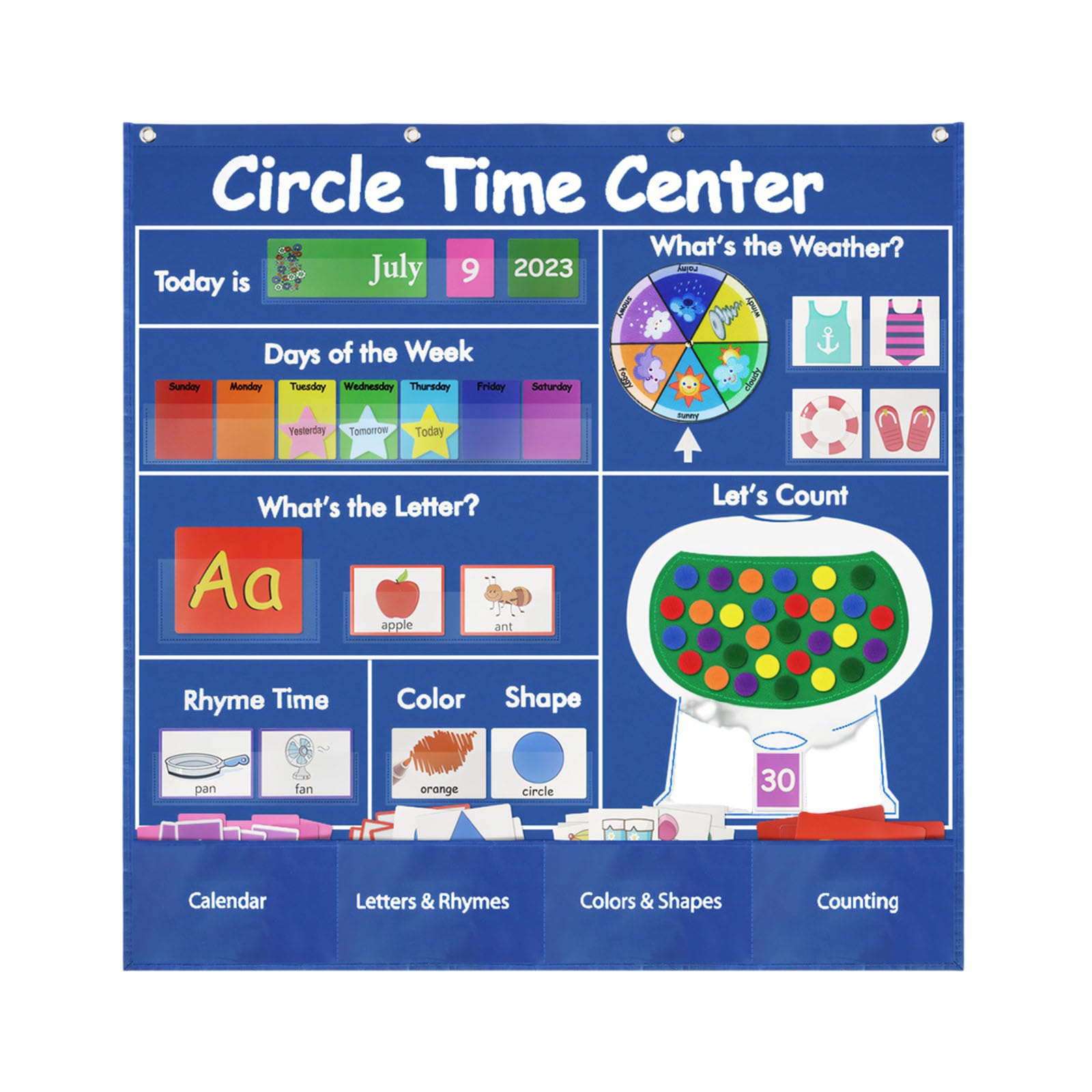 Tabellone interattivo tascabile per lezioni quotidiane, calendario in classe, forma e conteggio delle lettere, set da parete per casa, studio, apprendimento quotidiano, tabella tascabile centro di