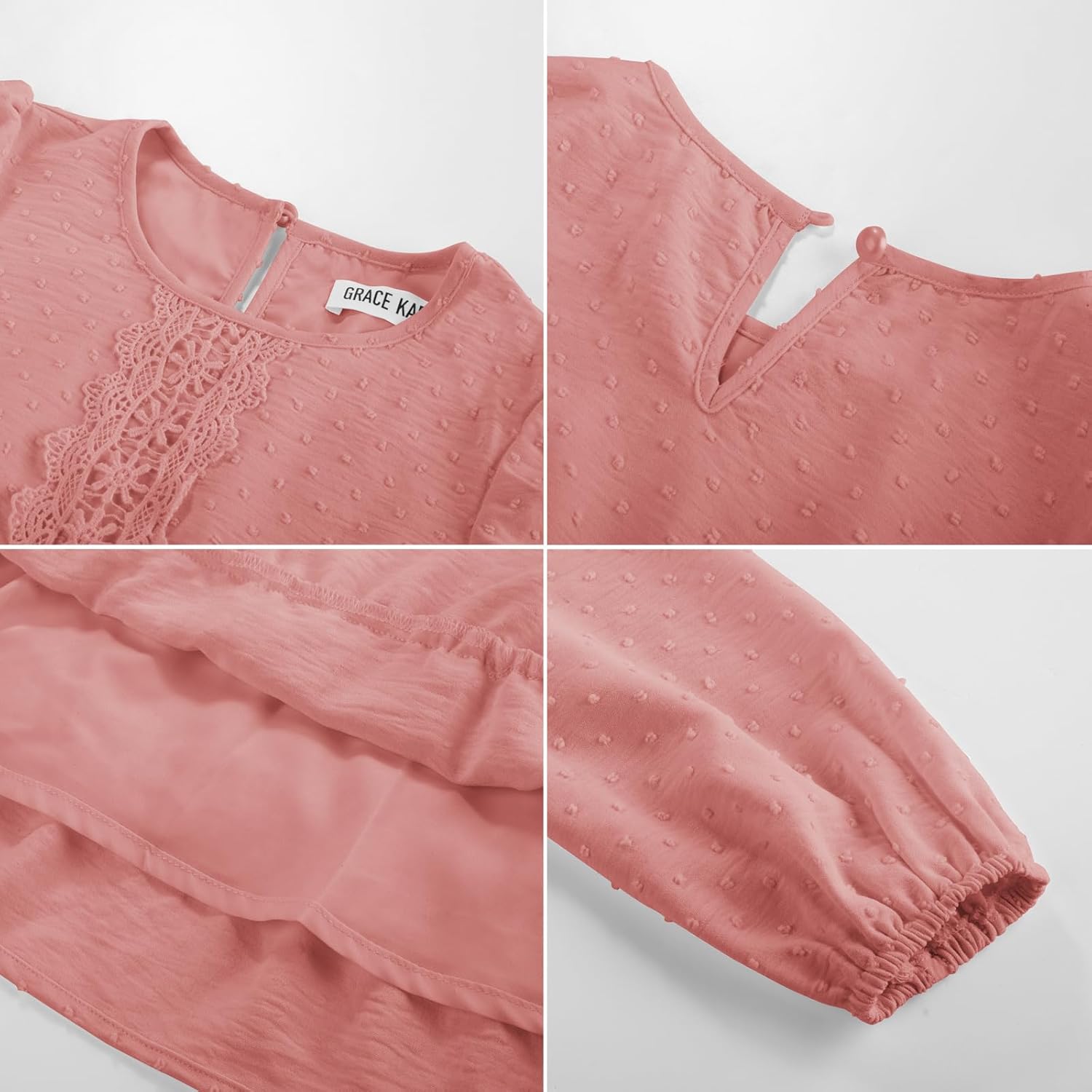 GRACE KARIN Girls Long Sleeve Fall Dress Casual Party Teen Swiss Dot Ruffle Tiered Lace Dresses for 7-14 Years - Image 7