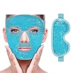 ZNCUETD Cooling Ice Face Eye Mask for Reducing Puffiness, Bags Under Eyes,Sinus,Redness,Pain Relief,Dark Circles, Migraine,Hot/Cold Pack with Soft Plush Backing (Blue(1* Eye Mask+1*Face Mask))