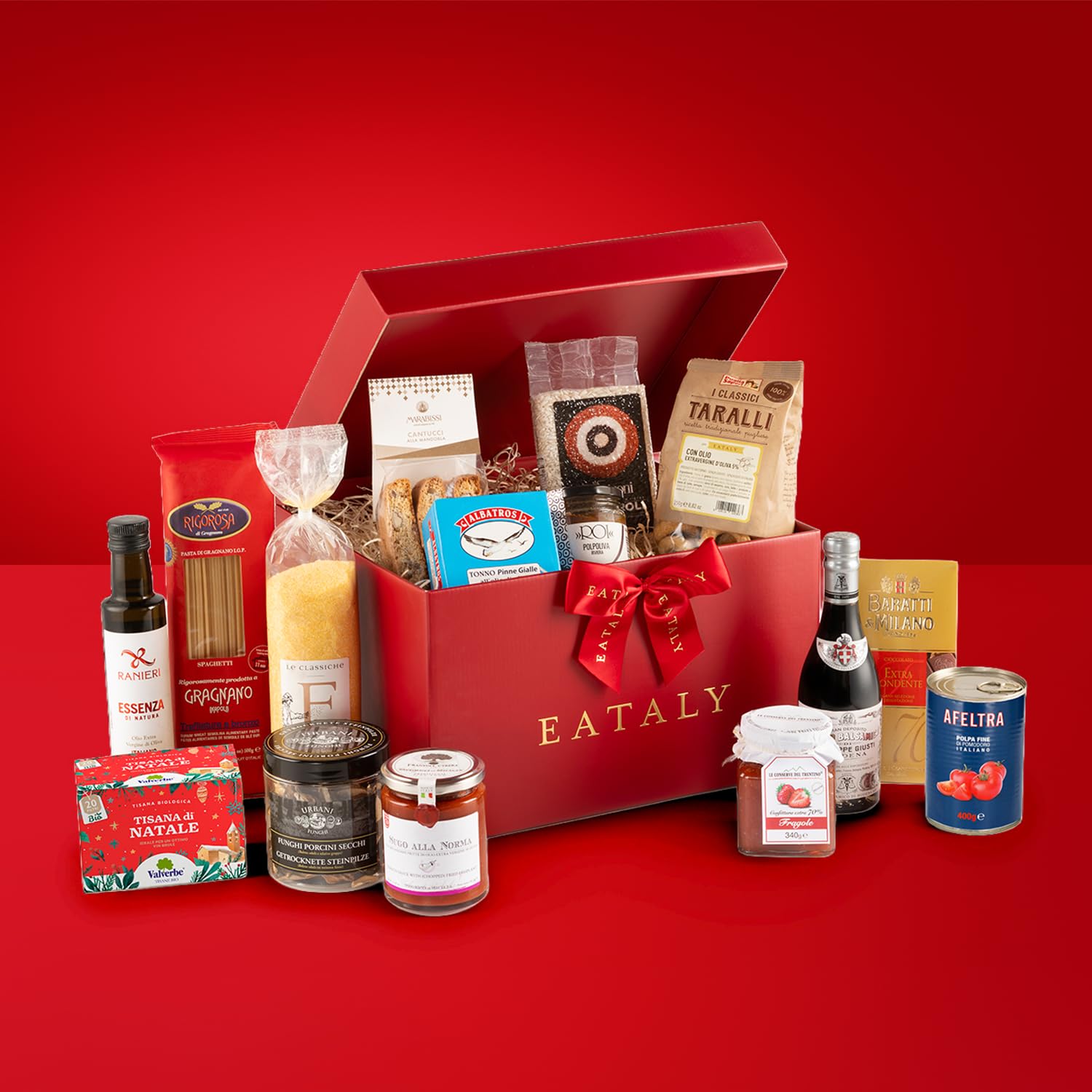 EATALY – Dall'Antipasto al Dolce – Cesto Natalizio con Prodotti Sfiziosi – Box con 15 Prodotti di Qualità – Confezione Elegante – Perfetto per Regali e Occasioni Speciali