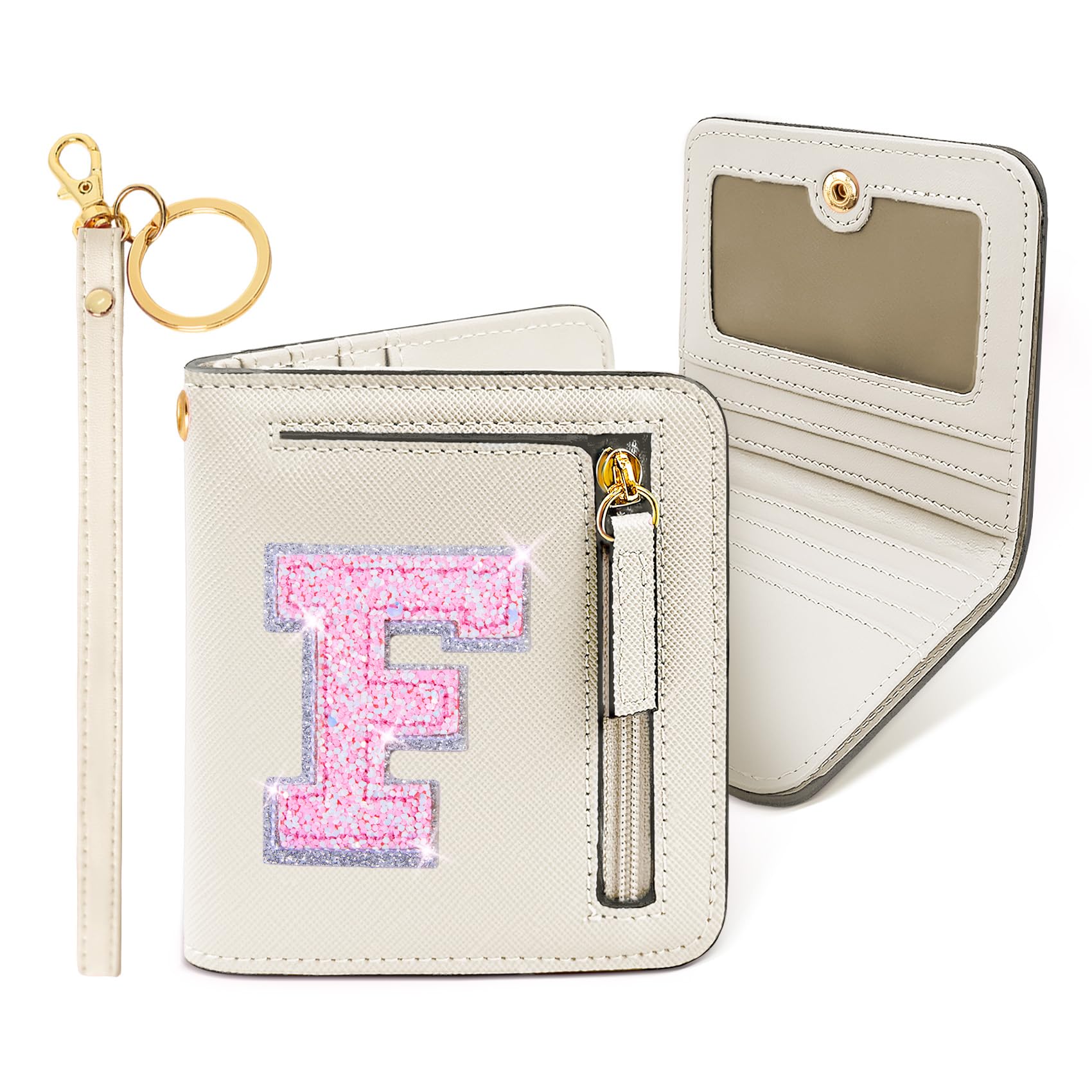 COSHAYSOO Mini Wallet with RFID Blocking Initial Monogrammed for Teen Girls Birthday Easter Mothers Nurse Day Graduation Gifts Cream F