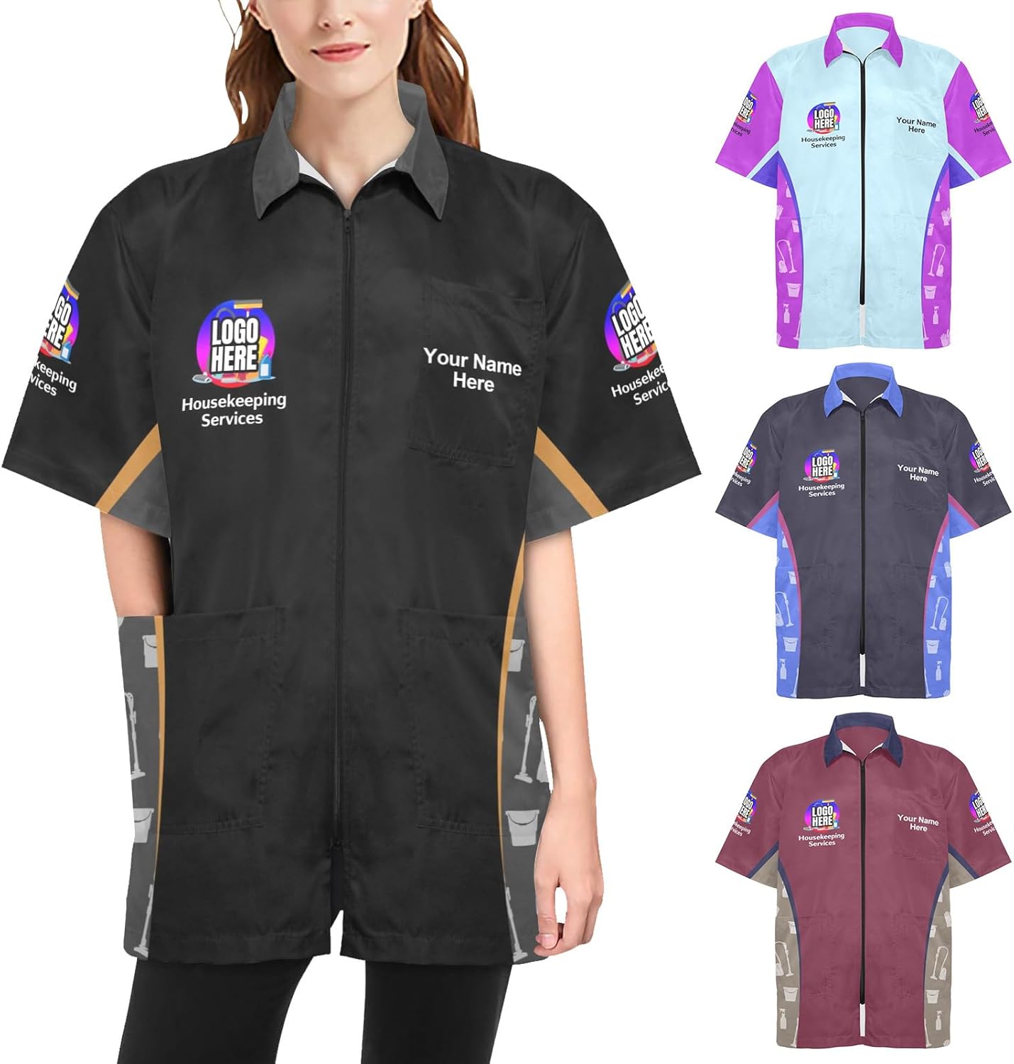 Custom Housekeeping Cleaning Uniform – Personalized Waterproof Smock with Logo & Name for Housekeeper or Cleaner
