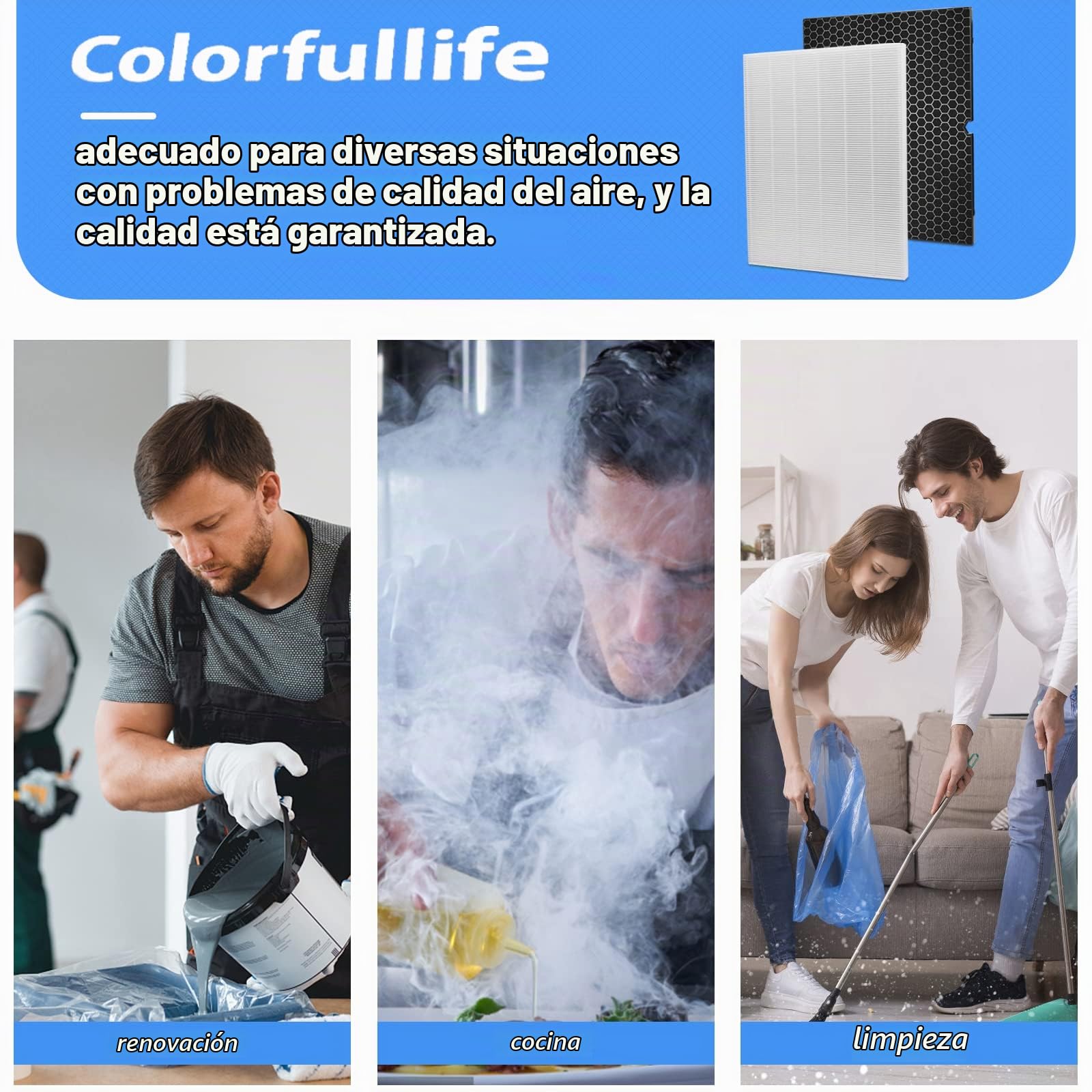 Colorfullife 2 juegos de filtros de repuesto 116130 H para Winix 5500-2 AM80 Plasmawave purificador de aire, 2 filtros HEPA verdaderos y 2 filtros de carbón activado, pieza de repuesto 116130