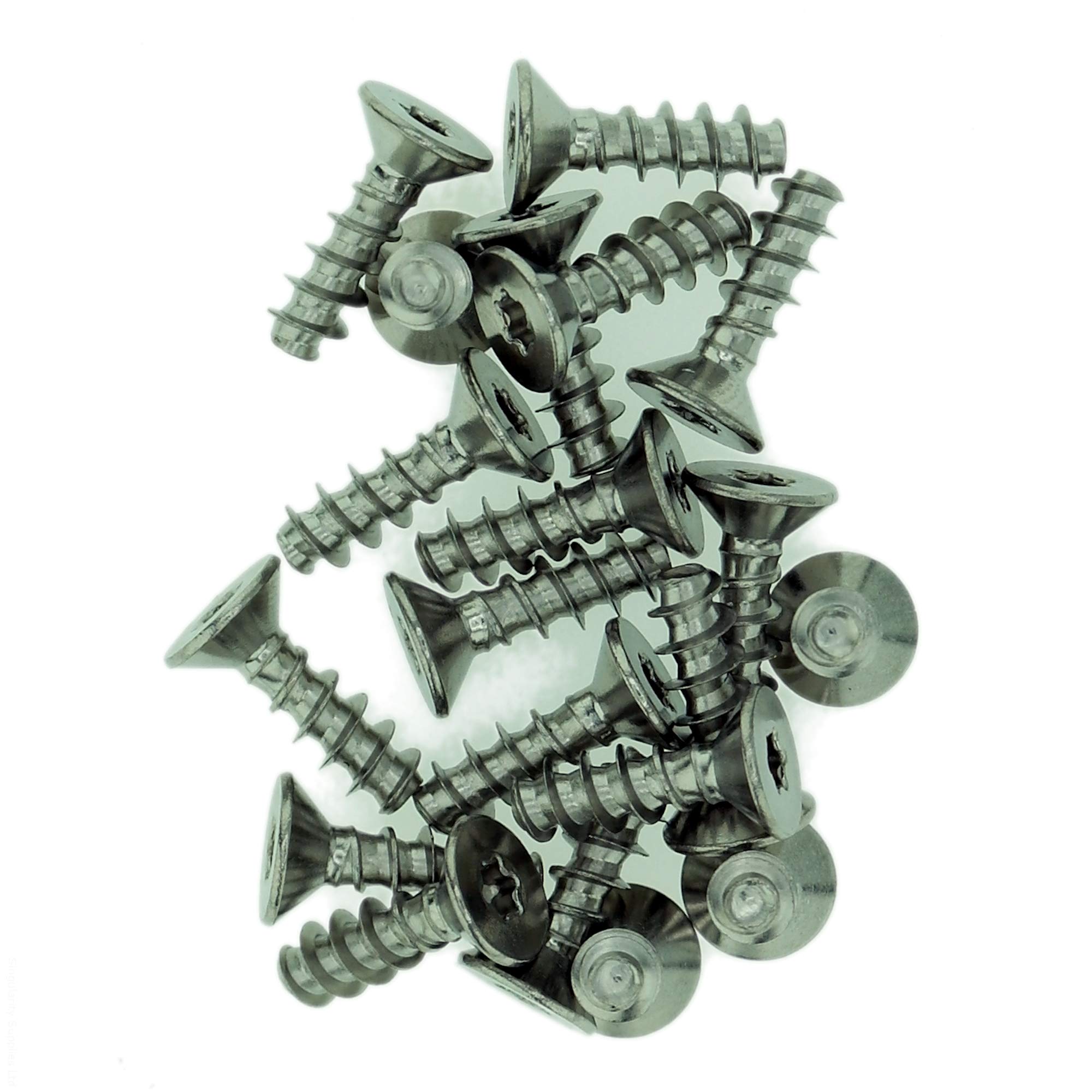 Singularity Supplies Silver D5 (5Mm X 25Mm) Tx Countersunk Screws For Plastic - Stainless Steel (A2) (Pack Of 20)