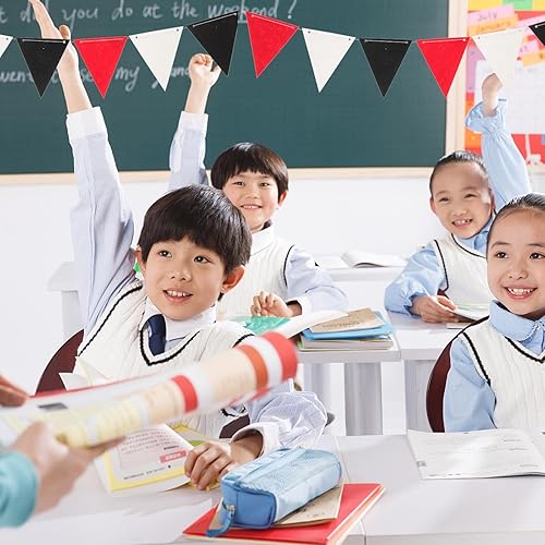 Miniatura 3 de 2 pancartas decorativas para fiestas, banderines negros, rojos, blancos, triangulares, suministros de fiesta de felicitaciones, suministros de