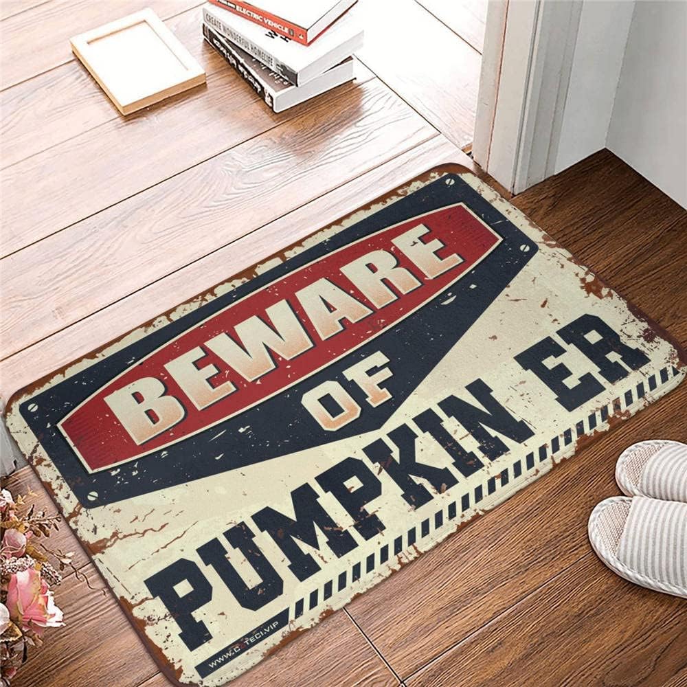 Doormats for Outdoor Entrance Home Funny Beware of Pumpkin Er Rug Outdoor Bar Accessories Decor Spring Porch Decor(65X90CM)