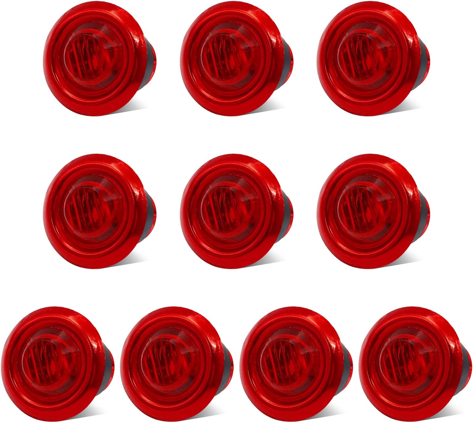 Red Side Marker Light,3/4 Inch Round LED Clearance Light Front Rear Indicators Light 12V 24V Trailer Side Lights with Chrome Bezel for Truck Car Bus Trailer Van Caravan Boat,10pcs