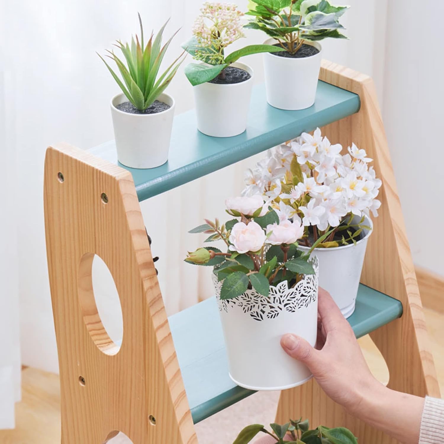 Ladder Chair Wooden Folding Convertible 4 Tier Folding Step Ladder Ladders Display Stand for Home Stool and Storage Shelf (Color : C, Size : 90 * 35 * 45CM)