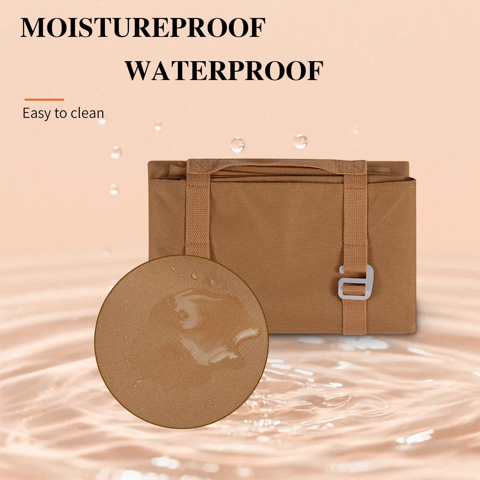 Manta de Picnic Impermeable para Suelo Plegable con Asa 192x138 cm Resistente al Agua Ideal para Camping Playa Barbacoa Senderismo Color Caqui