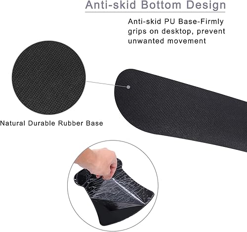 Miniatura 6 de MEGREZ Alfombrilla de mouse ergonómica de espuma viscoelástica con soporte para la muñeca, alfombrilla antideslizante para teclado y mouse con