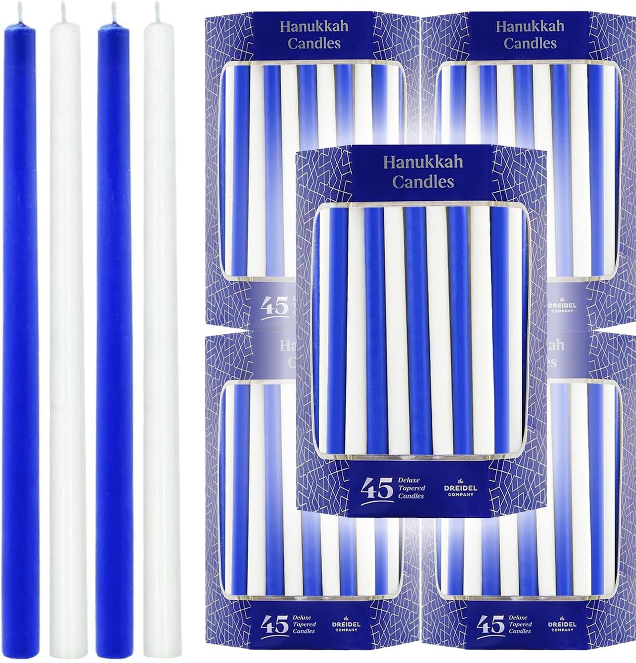 Blue & White Hanukkah Menorah Candles – 24 count