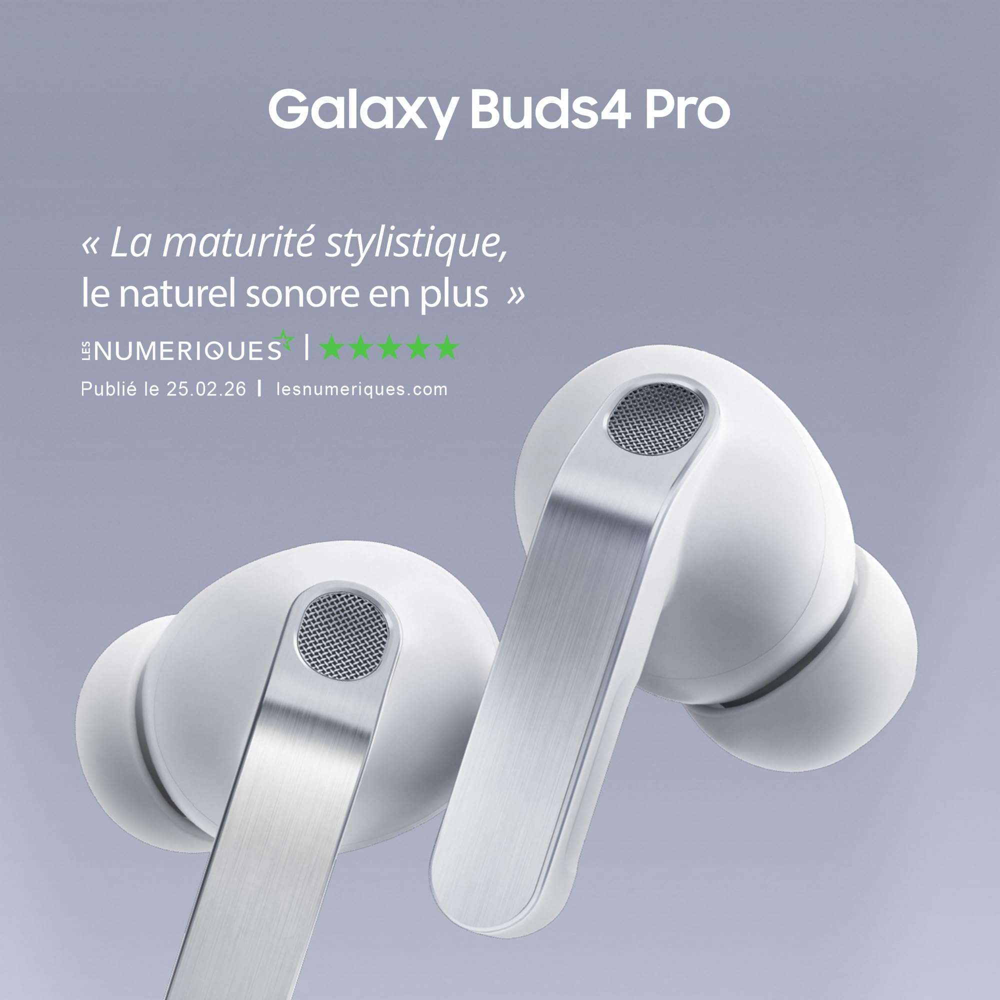 Samsung Galaxy Buds4 Pro, Écouteurs Bluetooth sans Fil, Son Hi-FI de qualité Studio, Double Haut-Parleur, Appels Ultra clairs, Audio 360, Réduction de Bruit Adaptative, Chargeur Secteur Inclus, Noir