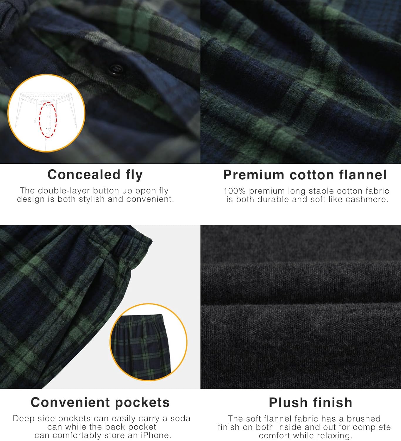 LAPASA Men's Pajama Set 100% Cotton Flannel Top Long Sleeve & Bottom Pants Plaid Sleepwear PJ Sleepwear Lounge Comfy M79/M95 - Image 5