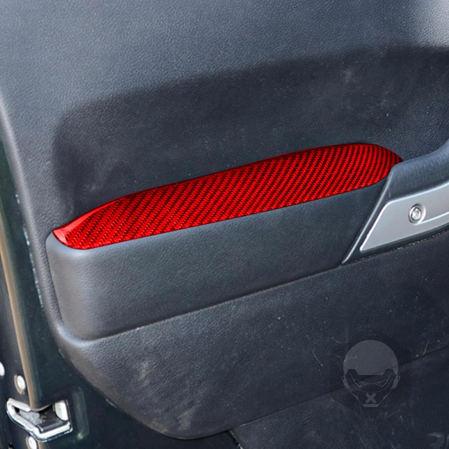 Real Premium Carbon Fiber Compatible with Jeep Wrangler JK 2011 2012 2013 2014 2015 2016 2017 Car Door Armrest Panel Cover Interior Trim Accessories Red Compatible with 2-Door