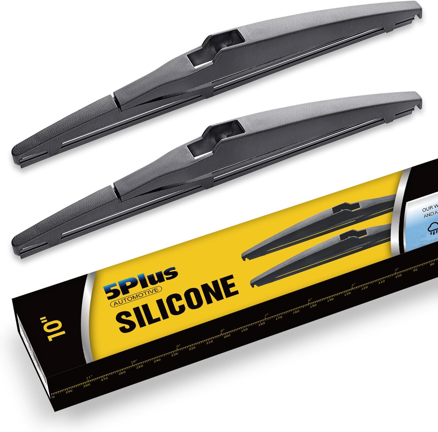 10" 2 PACK Silicone Rear Wiper Blade Replacement for Toyota RAV4 2018-2013 Highlander 2022-2020 /Jeep Compass 2021-2018 /Chevrolet Orlando 2014-2012 BACK Windshield Wiper Blade (10-A) (10"(10-A)) Thumbnail