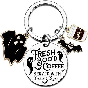 Boo Basket Stuffers For Women Kids Her Him Spooky Gifts for Women Men Coffee Accessories Halloween Keychain Horror Themed Gifts Goth Keychain