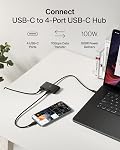 Belkin Connect USB-C to 4-Port USB-C 3.2 Gen2 Ports Hub, Multiport Adapter Dongle with 100W PD & Max 10Gbps High-Speed Data Transfer for MacBook, iPad, Chromebook, PC, and More - Black