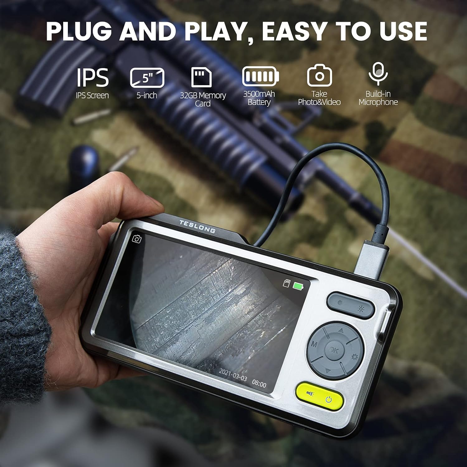 Teslong Rigid Rifle Borescope with 5" Monitor & Teslong Mirrors Set of Rifle Borescope