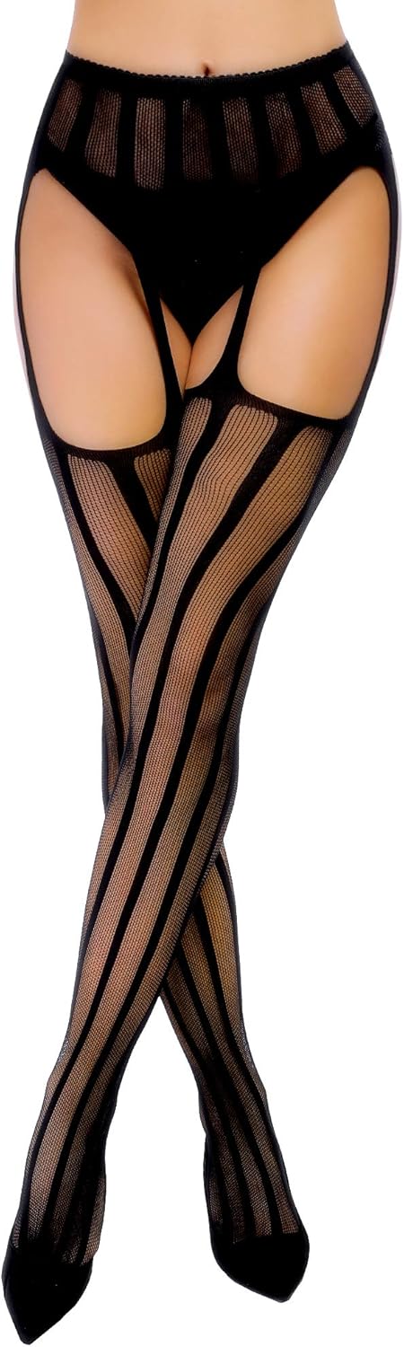 Skylety 6 Pairs Fishnet Stockings for Women Plus Size Thigh-high Tights Stockings Suspender Pantyhose Garter Belts - Image 5