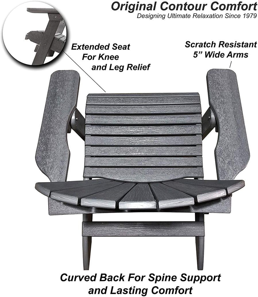 DuraWeather Poly® Classic King Size Folding Adirondack Chair (Driftwood Grey)