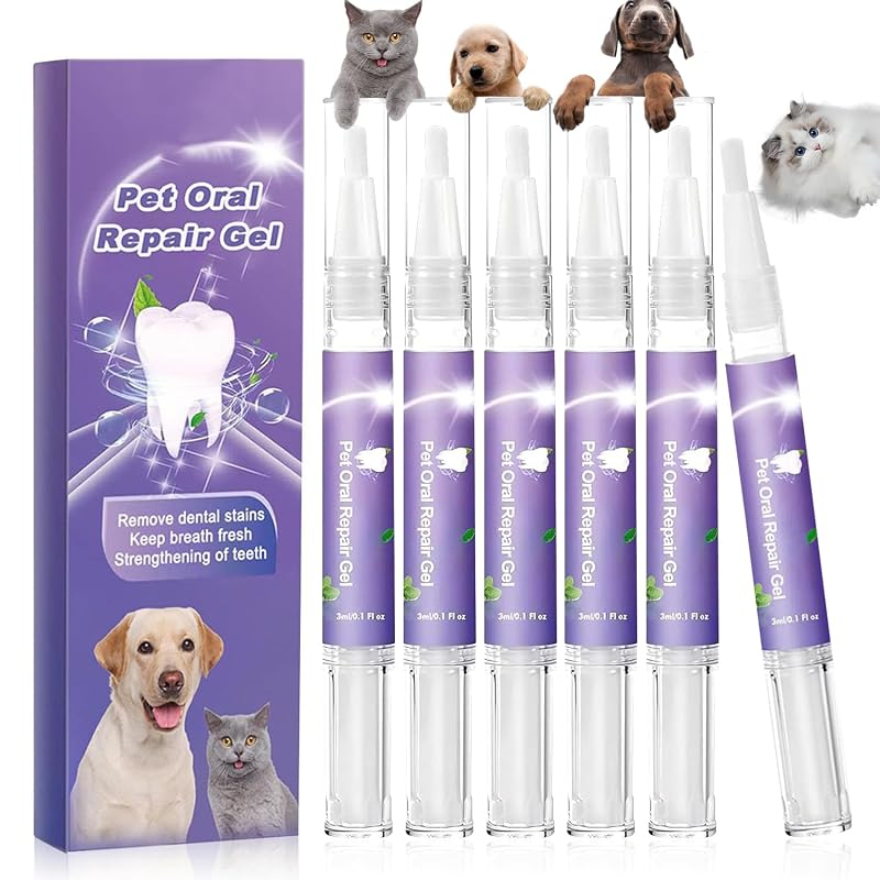 Gel dental para gatos e cães Vizela com sabor limão e menta, 6 unidades de 3 mL