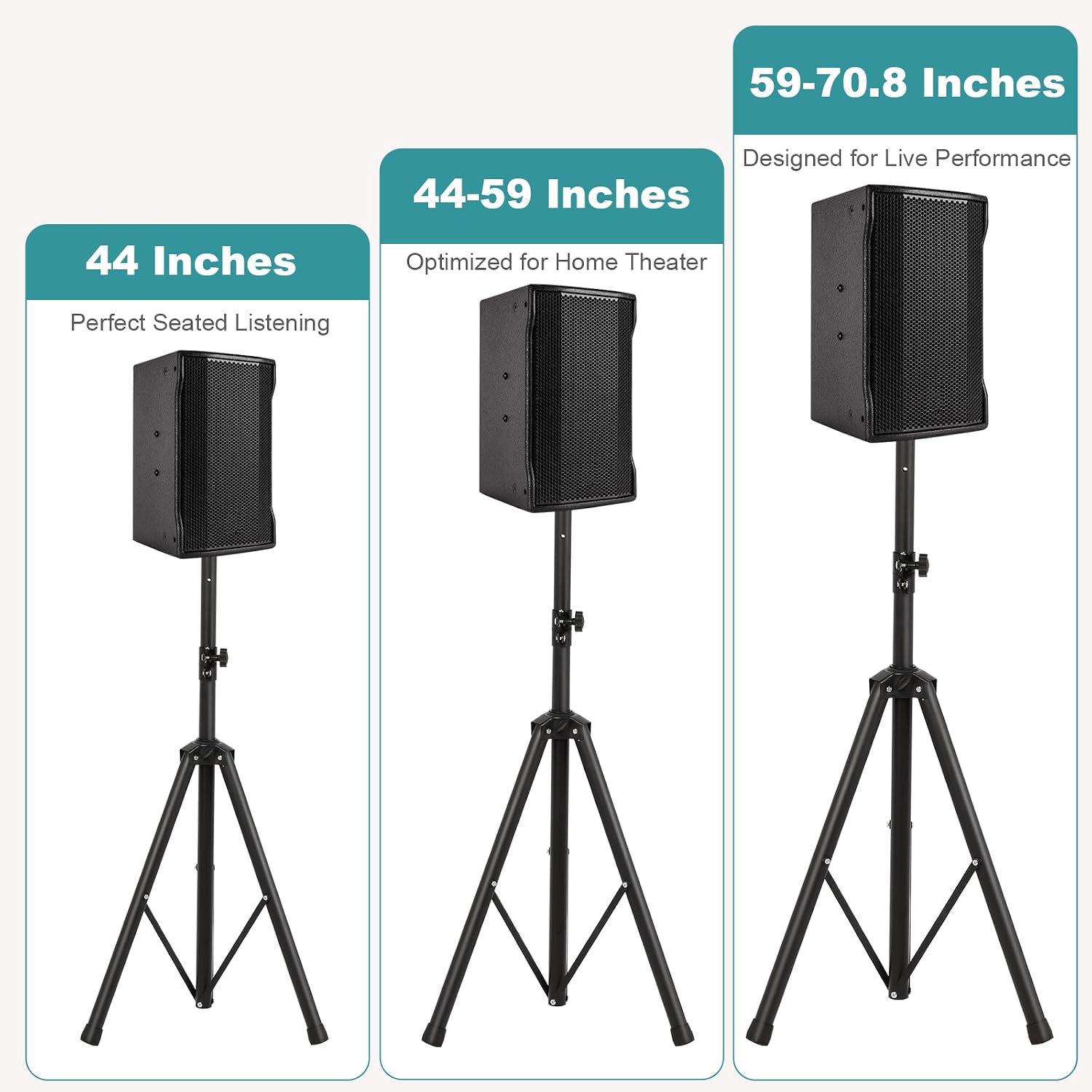 Dollate Speaker Stand Pair Heavy Duty Hold up to 150lbs Capacity, Speaker Tripod Stand with Speaker Plate, Adjustable Height from 40" to 70.8", 35mm Compatible Insert