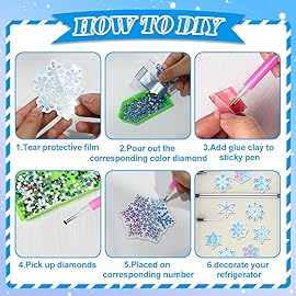 Labeol Diamond Art Kits for Kids Boys and Girls Ages 6-8-10-12 Easy to DIY Creative Diamond Art Sticker Craft by Numbers Kits for Kids and Adult Beginners (Snowflakes)