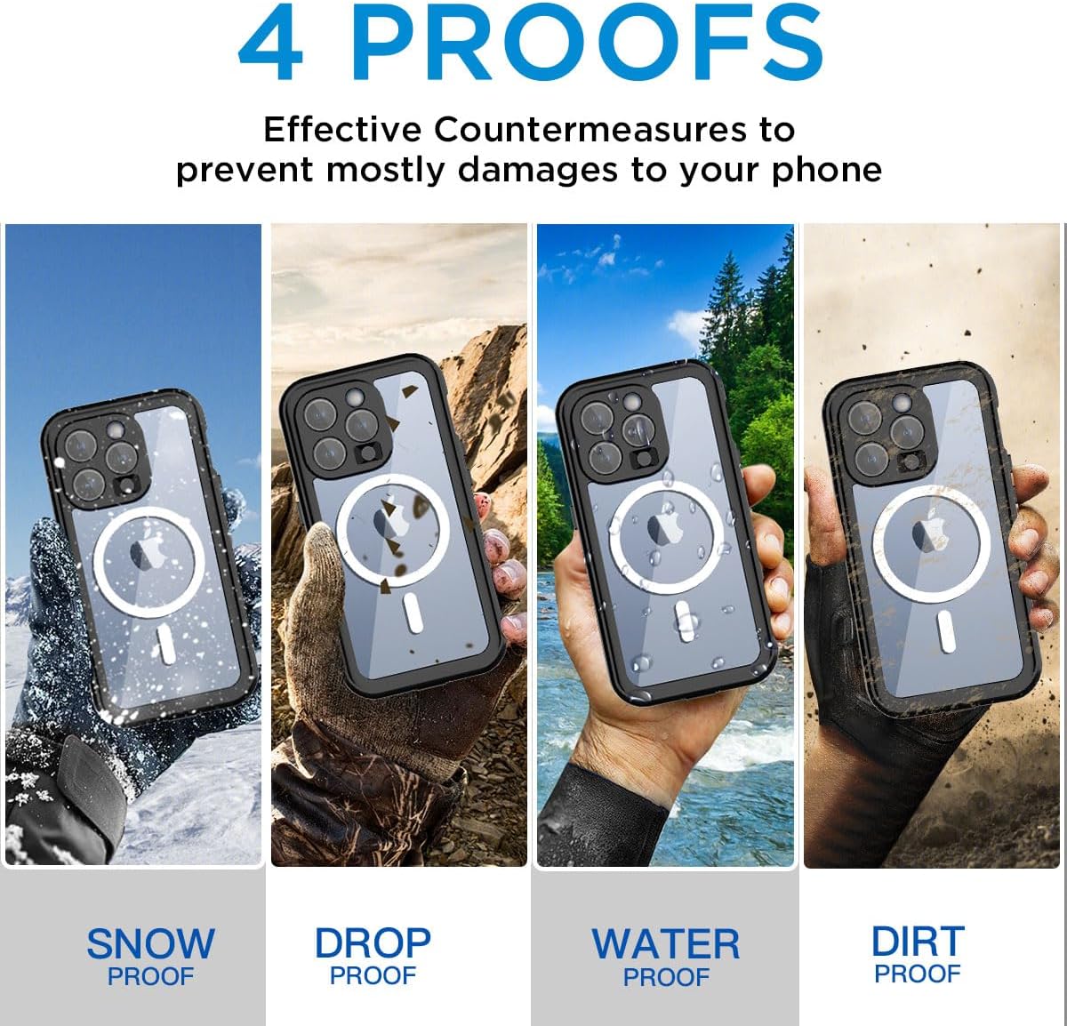 AICase Waterproof Case for iPhone 15 Pro Max(6.7") with MagSafe Snowproof,Dustproof and Shockproof, IP68 Certified Full Body Protection Fully Sealed Underwater Cover for iPhone 15 Pro Max 6.7" image 4