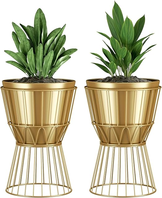 Planter with Stand Gold Metal Plant Pot with