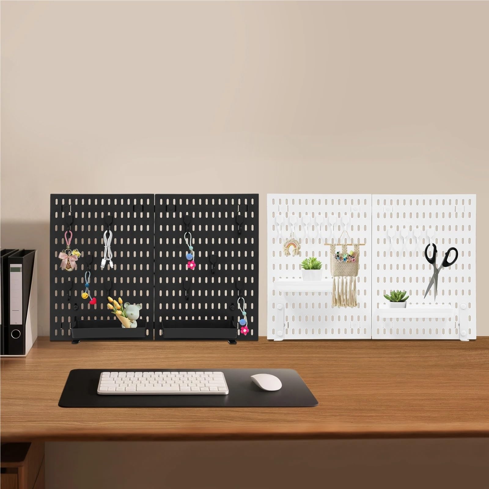 Panel Perforado Organizador de escritorio con panel perforado, abrazadera y cesta, organizador for oficina, juegos hogar Para Almacenamiento Y ExhibicióN(Black)