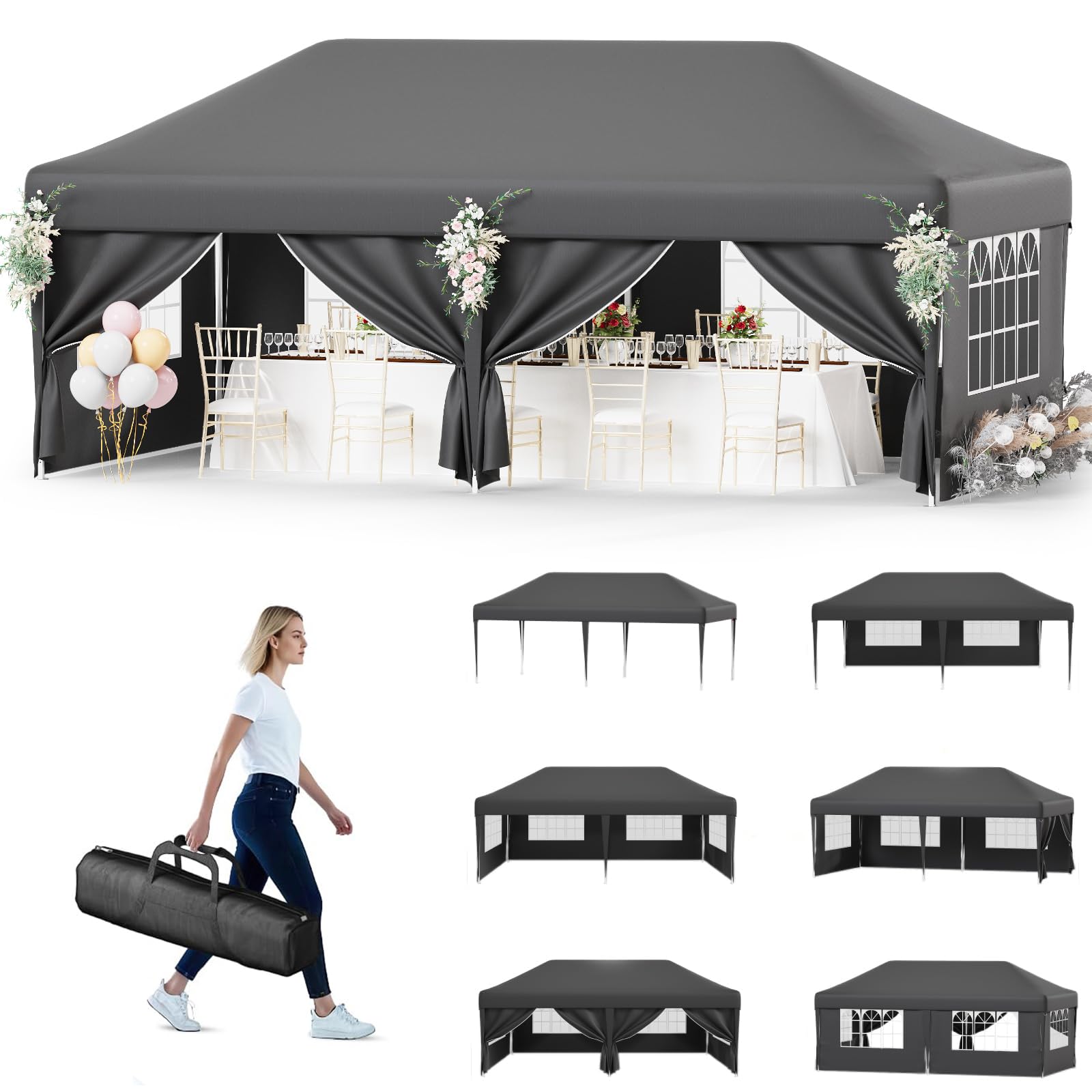 Devoko Faltpavillon 3x6 Wasserdicht Stabil Winterfest Höhenverstellung