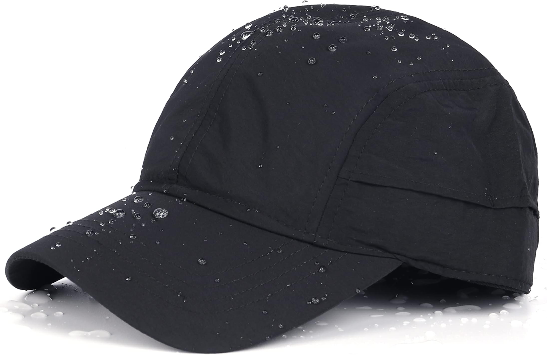 ZyliooOversize XXL Quick Dry Runner Cap,Closed Back Breathable Dad Hat,Adjustable Fitted Cap for Big Heads 22"-25" Black