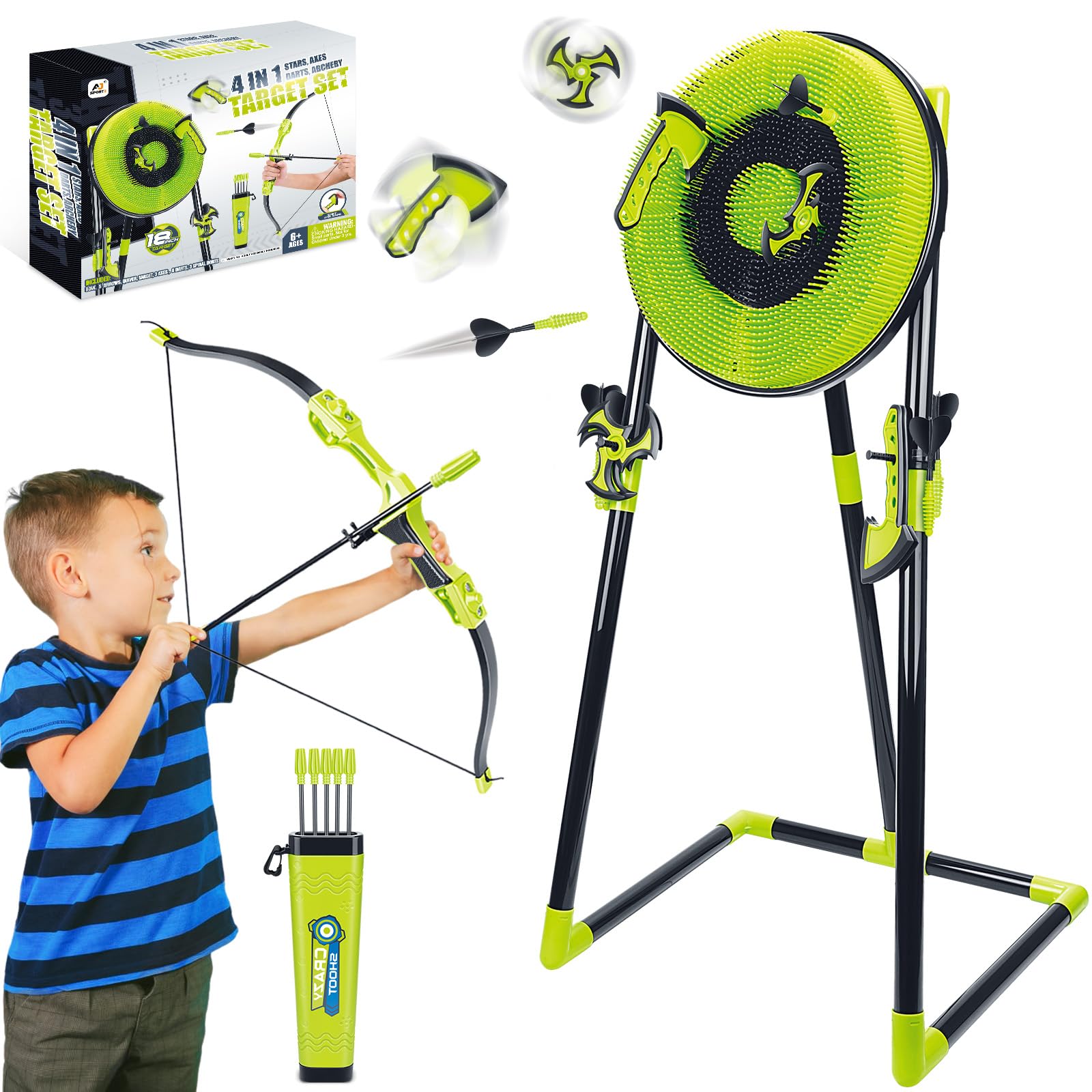 4 in 1 Axe Throwing Target Set for Backyard Kids Adults, Includes