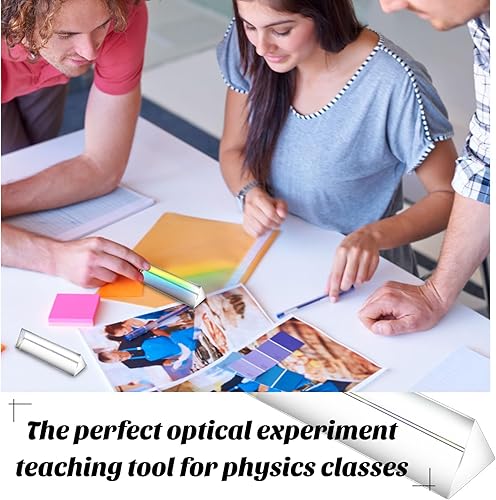 Miniatura 4 de Kanayu Paquete de 12 prismas triangulares transparentes de vidrio óptico triple para efectos de fotografía, física, enseñanza de espectro de luz