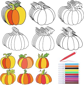 Gemscream 30 Pcs Fall Pumpkin Crafts for Kids Color Your Own Pumpkin Magnet